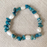 Baroque Pearl Bracelet Reiki Healing Crystal Chip Stone Fluorite Kyanite Quartz