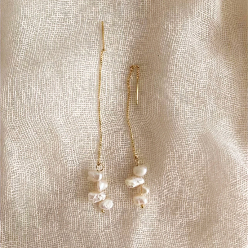 Baroque Pearl Drop Earrings 14K Filled Boho Oorbellen Brinco Vintage
