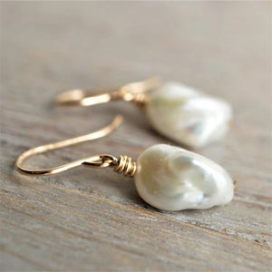 Baroque Pearl Earrings 14K Filled Drop Earrings Vintage Women Earrings
