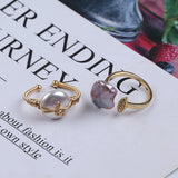 Natural Baroque Pearl Finger Rings for Women Girl Jewelry Gift