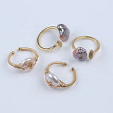 Natural Baroque Pearl Finger Rings for Women Girl Jewelry Gift