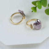 Natural Baroque Pearl Finger Rings for Women Girl Jewelry Gift