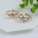 Natural Baroque Pearl Finger Rings for Women Girl Jewelry Gift