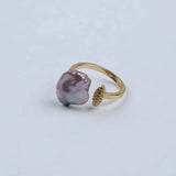 Natural Baroque Pearl Finger Rings for Women Girl Jewelry Gift
