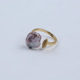 Natural Baroque Pearl Finger Rings for Women Girl Jewelry Gift