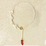 Baroque Pearl Necklace Red Coral Pendant Bohemian Statement Necklace