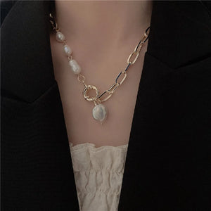Baroque Pearl Necklace Gold-plated Long Necklace