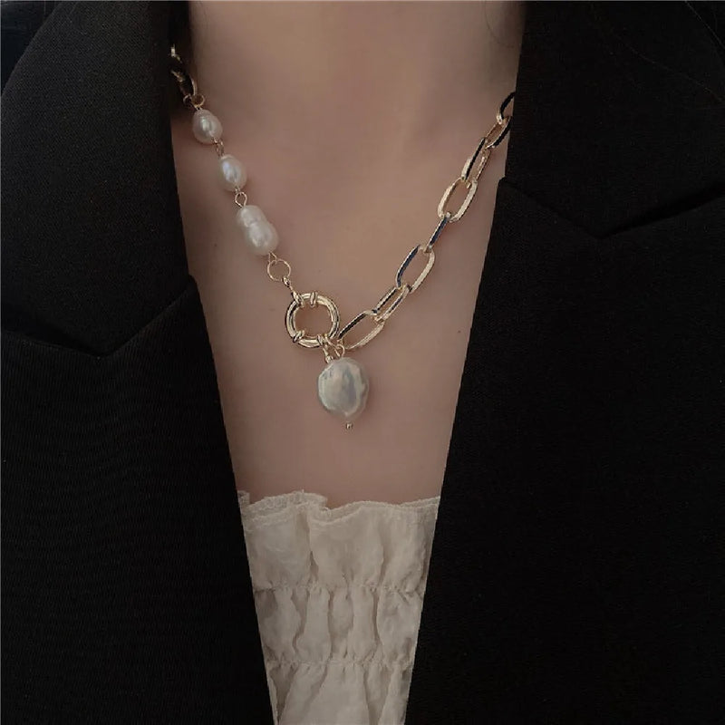 Baroque Pearl Necklace Gold-plated Long Necklace