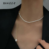 Natural Baroque Pearl Necklace Pendant Stainless Steel Chain Plated Jewelry
