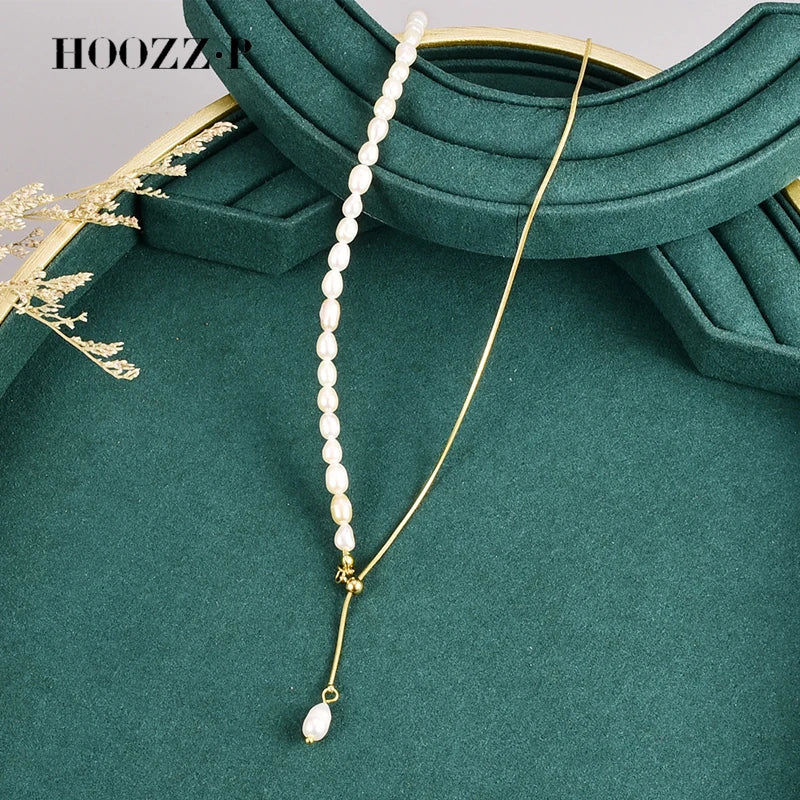 Natural Baroque Pearl Necklace Pendant Stainless Steel Chain Plated Jewelry