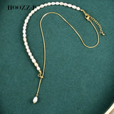 Natural Baroque Pearl Necklace Pendant Stainless Steel Chain Plated Jewelry