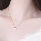Baroque Pearl Pentagram Charm Necklace Minimalist Clavicle Chain