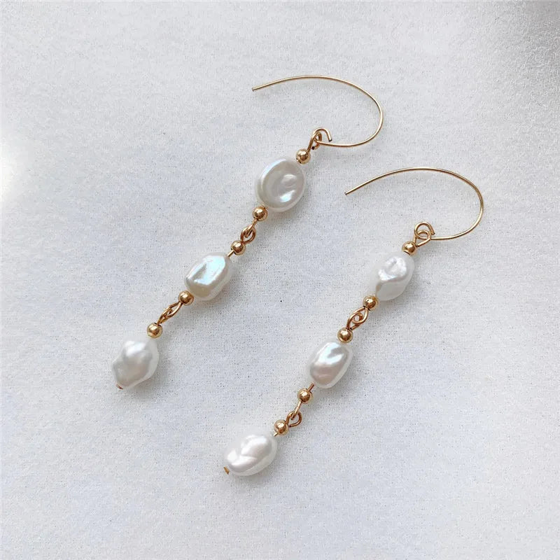 Baroque Pearls Earrings 14K Filled Drop Vintage Jewelry