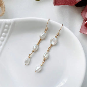 Baroque Pearls Earrings 14K Filled Drop Vintage Jewelry