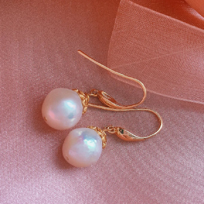 Baroque Pearl Earrings 18KGB Holiday Gift Wedding Party