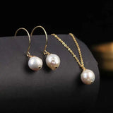 Baroque Freshwater Pearl Earrings & Pendant Set, Heart Choker, Energy Pendants