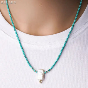 Baroque Pearl & Turquoise Mosaic Necklace