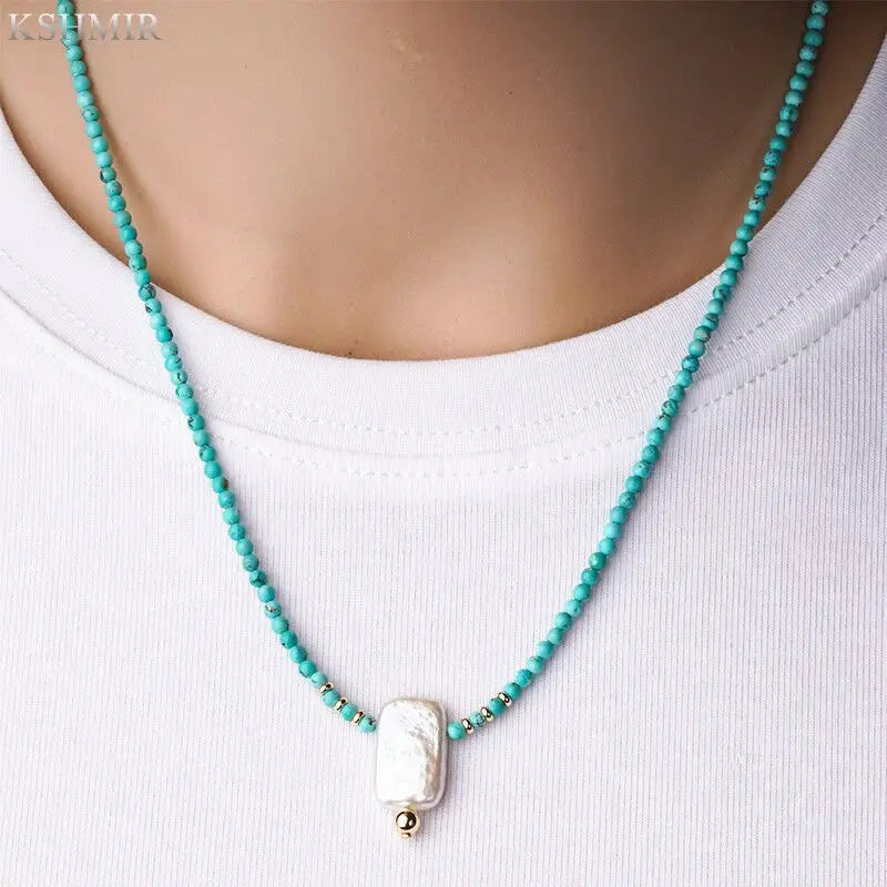 Baroque Pearl & Turquoise Mosaic Necklace
