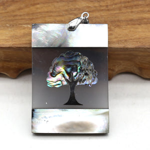 Natural Beach Shell Pendant Reiki Heal Tree of Life for Jewelry Making
