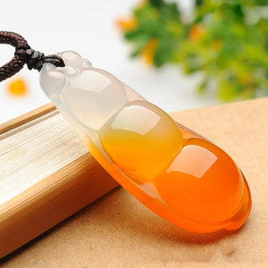 Natural Ice Chalcedony Green Beans Pendant Agate Four Seasons Peace Blessing