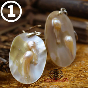 Mother of Pearl Shell Bead Earrings - Women's Men's Accessories