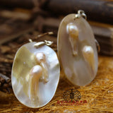 Mother of Pearl Shell Bead Earrings - Women's Men's Accessories