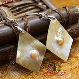 Mother of Pearl Shell Bead Earrings - Women's Men's Accessories