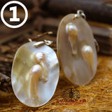 Mother of Pearl Shell Bead Earrings - Women's Men's Accessories