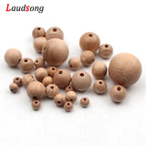 Beech Round Ball Wooden Beads 8-30mm Eco-friendly Jewelry Making DIY