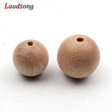 Beech Round Ball Wooden Beads 8-30mm Eco-friendly Jewelry Making DIY