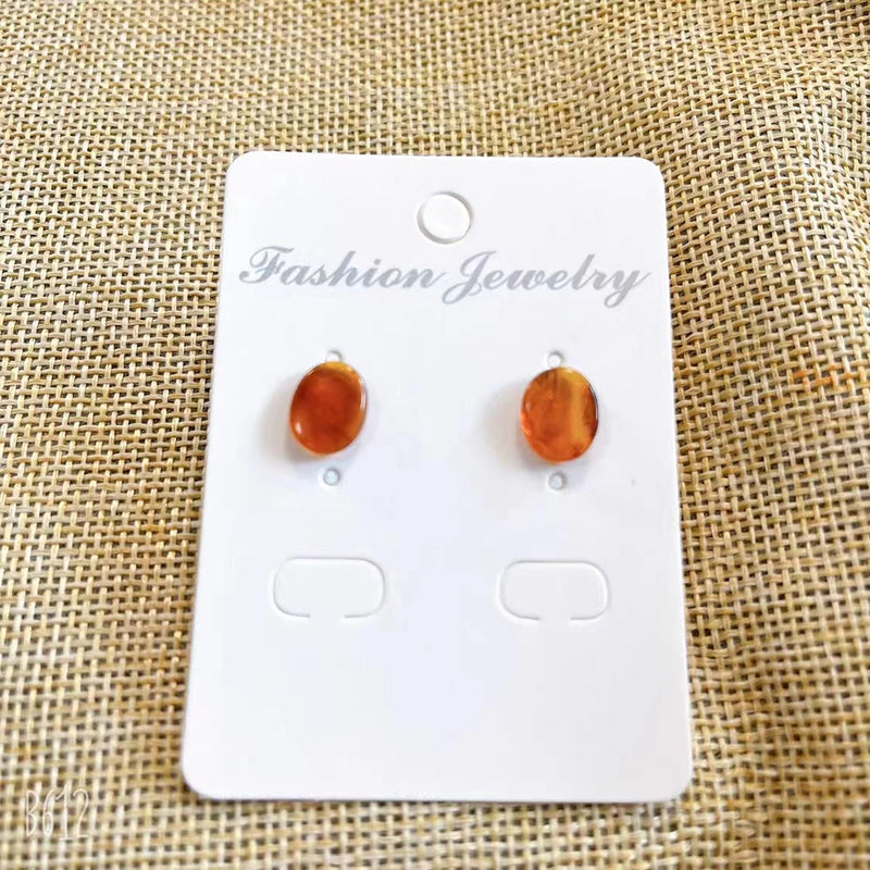 Natural Beeswax Oval Earrings Women's French Studs