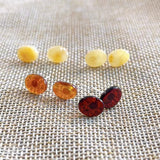 Natural Beeswax Oval Earrings Women's French Studs