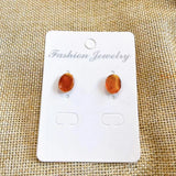 Natural Beeswax Oval Earrings Women's French Studs