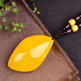 Natural Beeswax Yellow Pendant Necklace Sweater Chain for Women Men