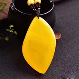 Natural Beeswax Yellow Pendant Necklace Sweater Chain for Women Men