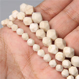 Beige Stone Faceted Jaspers Spacers Loose Beads DIY Charms Bracelets