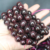 Natural Big Dark Red Garnet 12-15mm Round 6-7inch Bracelet