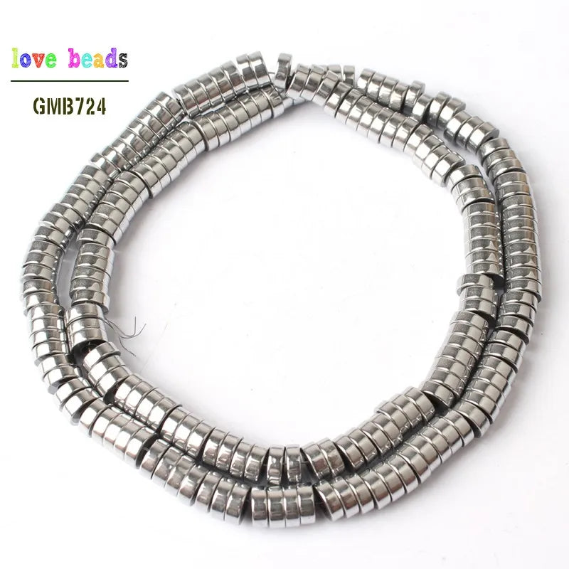 Hematite Spacer Round Beads 6x2mm 15'' 2.3mm Hole