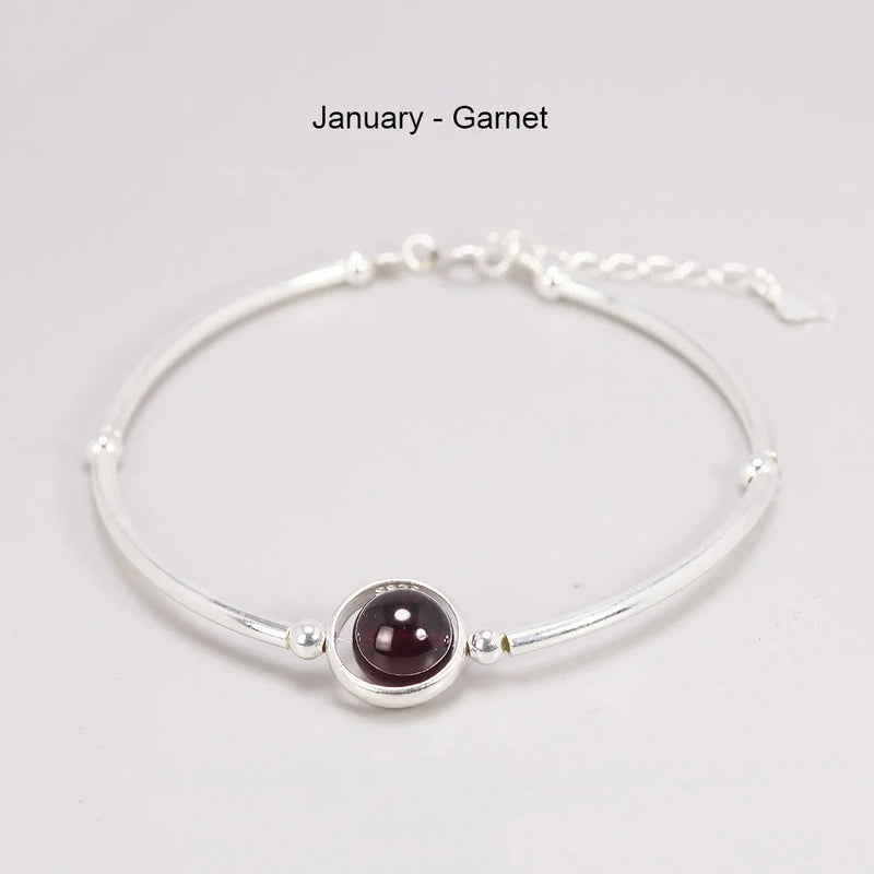 925 Sterling Silver Natural Birthstone Bracelet for Women