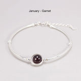 925 Sterling Silver Natural Birthstone Bracelet for Women
