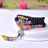 Natural Agat Stone Beads Bracelet 6mm Multi-Strand Talisman Amulet Bangles