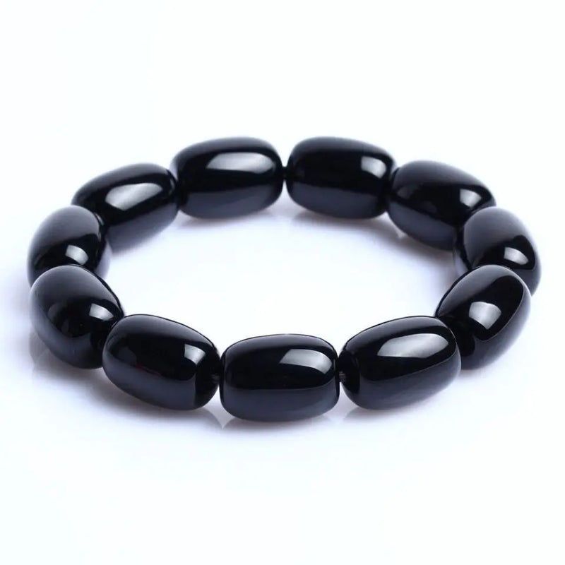 Natural Agate Barrel Bead Bracelet for Men and Women