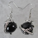 Natural Agate Bead Dragon Dangle GEM Earrings Jewelry T214