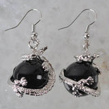 Natural Agate Bead Dragon Dangle GEM Earrings Jewelry T214