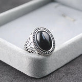 Natural Agate Chalcedony Adjustable Ring, Thai Silver Jewelry