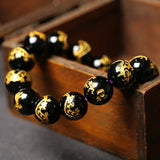 Agates Beads Bracelets Bronzing Engraved Dragon Bead Bracelet Bangle
