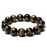 Agates Beads Bracelets Bronzing Engraved Dragon Bead Bracelet Bangle