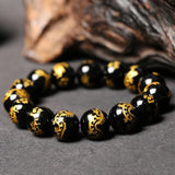 Agates Beads Bracelets Bronzing Engraved Dragon Bead Bracelet Bangle