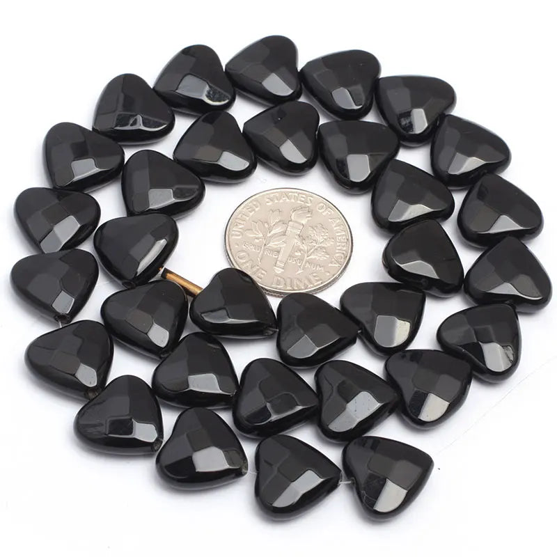 Natural Agates Faceted Heart Beads 15 inch Strand DIY Jewelry Making