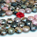 Natural Banded Rhodonite Faceted Coin Loose Beads Gemstone Semi Precious Stone